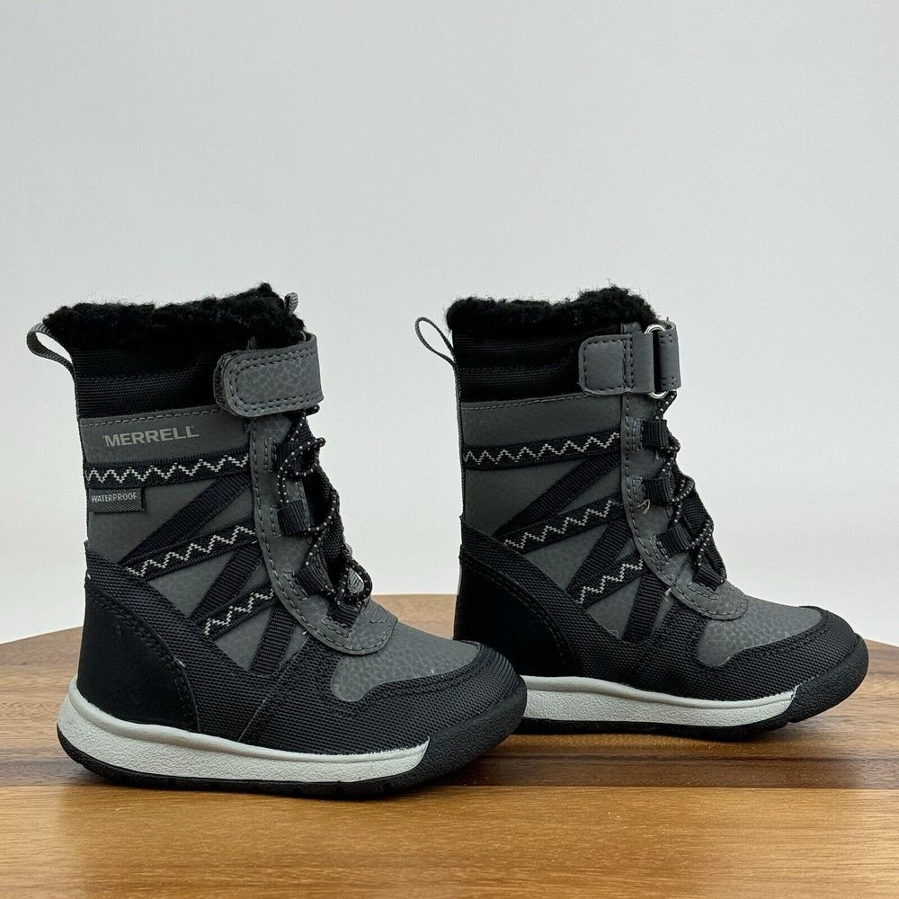 Baby Merrell Crush 3.0 Waterproof Gray Black Insulated Snow Winter Boots‎ Size 4
